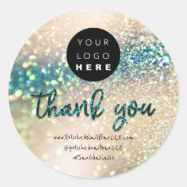 Firmenname des Logos Vielen Dank Einkauf Aquamarin Runder Aufkleber