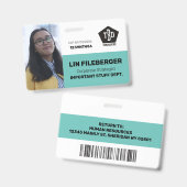 Firmenname des Mitarbeiter-Fotos Ausweis (Vorder- & Rückseite)