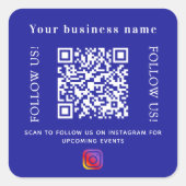 Firmenname dunkelblau qr Code Instagram Quadratischer Aufkleber (Vorderseite)