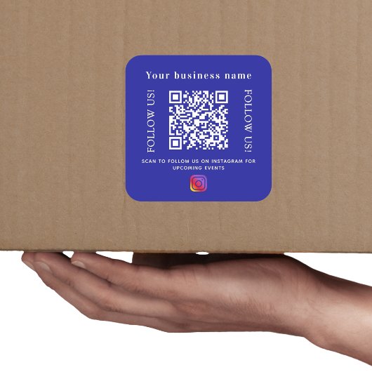 Firmenname dunkelblau qr Code Instagram Quadratischer Aufkleber