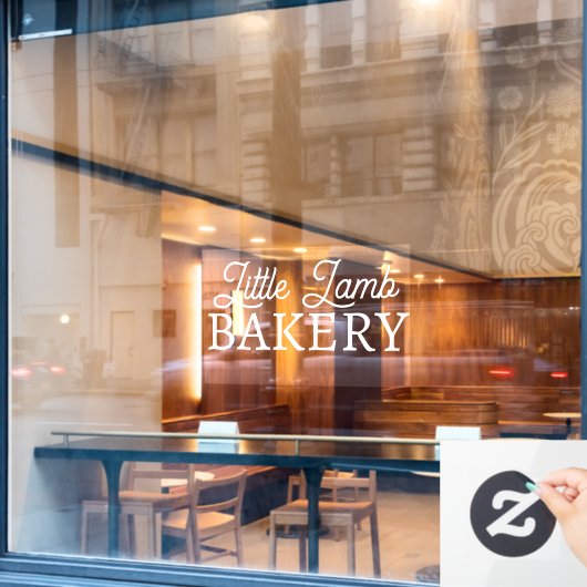 Firmenname Fenster Klammern Bäckerei Zeichen weiß Fensteraufkleber (Café-Fenster)