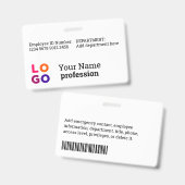 Firmenname, Firmenbezeichnung, Bar, Logo Ausweis (Vorder- & Rückseite)