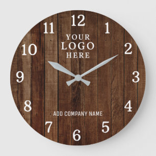 Firmenname Geschäft Logo Corporate Holz Branding Große Wanduhr