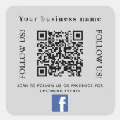 Firmenname grau qr Code Facebook Quadratischer Aufkleber (Vorderseite)