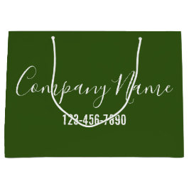 Firmenname Grün und Weiß-Script-Telefonnummer Große Geschenktüte