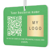 Firmenname hellgrünes Logo qcode Autolufterfrischer (Links)