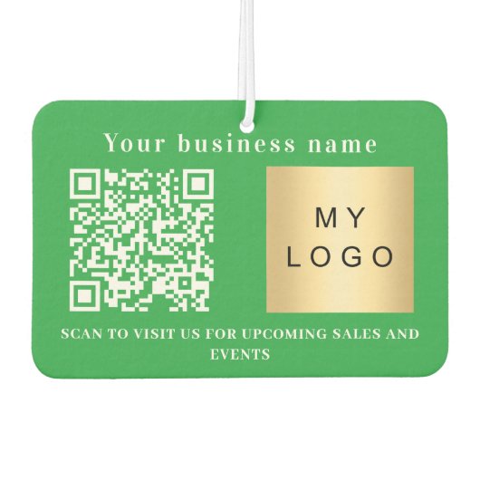 Firmenname hellgrünes Logo qcode Autolufterfrischer (Vorderseite)