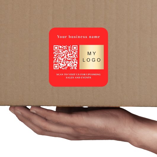 Firmenname hellrotes Logo qcode Quadratischer Aufkleber