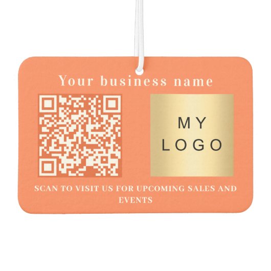 Firmenname Korallenorange Logo qr Code Autolufterfrischer (Vorderseite)