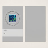 Firmenname, Logo-Adresse, graue Größe und Preis-Ta (Vorne & Hinten)