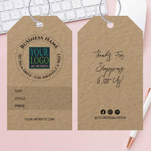 Firmenname, Logo, Adresse, Größe Stil Preisschild Geschenkanhänger