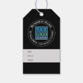 Firmenname, Logo, Anschrift, Schwarz/Grau-Preis-Ma Geschenkanhänger (Vorderseite)