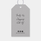 Firmenname, Logo, Anschrift, Schwarz/Grau-Preis-Ma Geschenkanhänger (Rückseite)