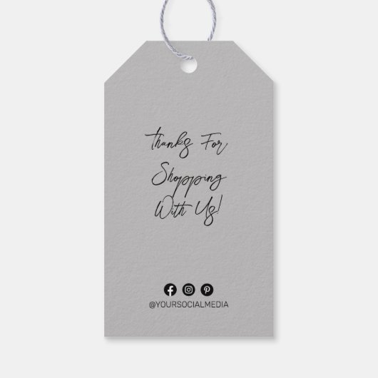 Firmenname, Logo, Anschrift, Schwarz/Grau-Preis-Ma Geschenkanhänger (Rückseite)