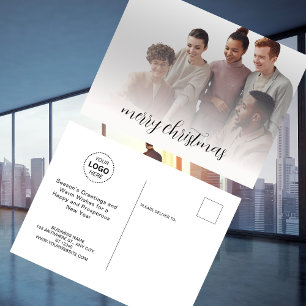 Firmenname Logo & Foto Frohe Weihnachten Postkarte