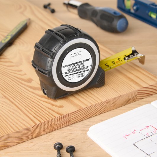 Firmenname LOGO Kundengeschenk Schwarz-weiß Maßband (Holzbau)