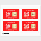 Firmenname Logo QR-Code hellrot Rechteckiger Aufkleber (Blatt)