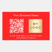 Firmenname Logo QR-Code hellrot Rechteckiger Aufkleber (Vorderseite)