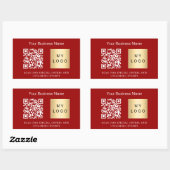 Firmenname Logo qr Code rot Rechteckiger Aufkleber (Blatt)