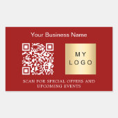 Firmenname Logo qr Code rot Rechteckiger Aufkleber (Vorderseite)