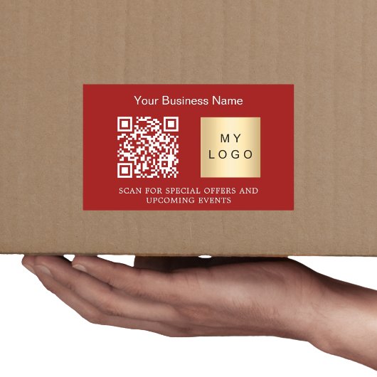 Firmenname Logo qr Code rot Rechteckiger Aufkleber