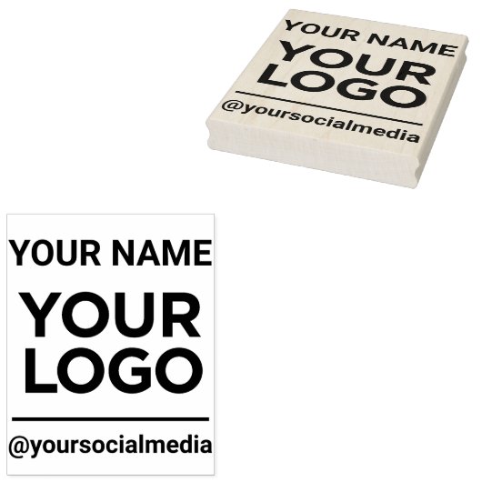 Firmenname Logo Social Media Moderne große Gummistempel (Stempel)