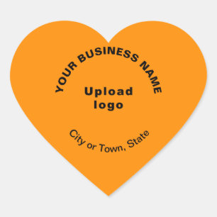 Firmenname, Logo, Stadt und Staat in Orange Herz-Aufkleber