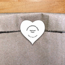 Firmenname, Logo, Stadt und Staat in Weiß Herz-Aufkleber