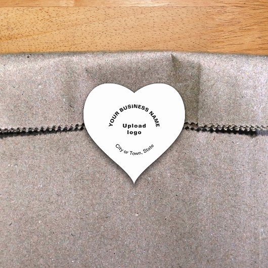 Firmenname, Logo, Stadt und Staat in Weiß Herz-Aufkleber