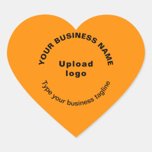 Firmenname, Logo und Tagline in Orange Color Herz-Aufkleber