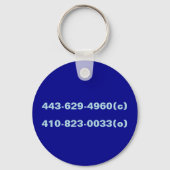 Firmenname, Logo und Telefon, Blue Round Aluminium Schlüsselanhänger (Rückseite)