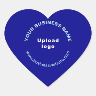Firmenname, Logo und Website auf blau Herz-Aufkleber