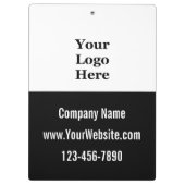 Firmenname Logo Website Telefon Nr. Schwarz & Weiß Klemmbrett (Rückseite)