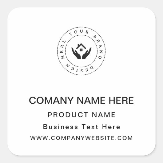 Firmenname Persönlicher Text und Website Quadratischer Aufkleber (Vorderseite)