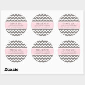 Firmenname Pink Gray Zickzack Runder Aufkleber (Blatt)