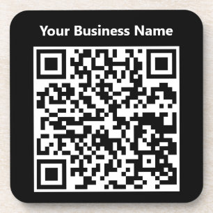 Firmenname plus QR-Code auf einem Getränkeuntersetzer