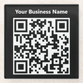 Firmenname plus QR-Code auf einem Glasuntersetzer (Vorderseite)