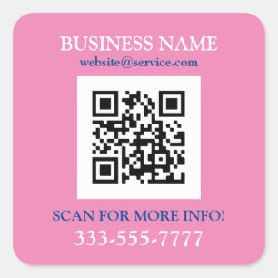 Firmenname Promo, QR Code, rosa blau Quadratischer Aufkleber