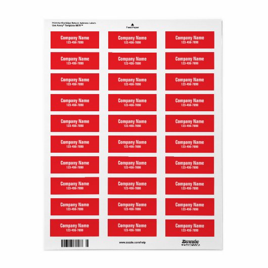 Firmenname Red Phone Number Product Label (Vorne)