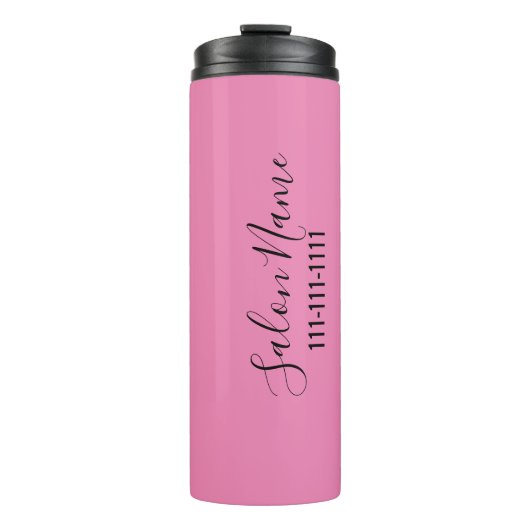 Firmenname Rosa & Schwarz Elegantes Skript & Telef Thermosbecher (Vorderseite)