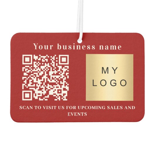Firmenname rotes Logo qr Code Autolufterfrischer (Rückseite)