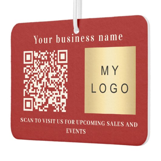 Firmenname rotes Logo qr Code Autolufterfrischer (Links)