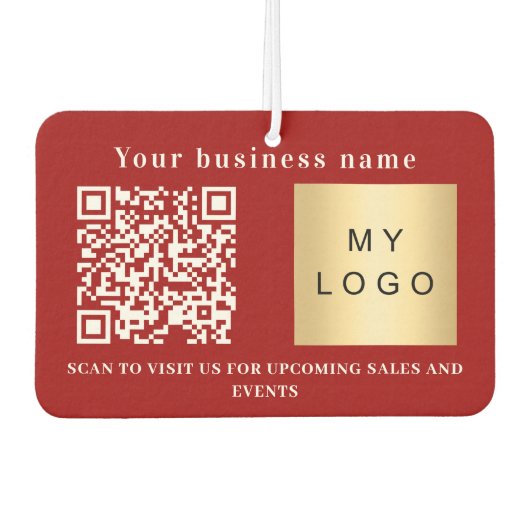 Firmenname rotes Logo qr Code Autolufterfrischer (Vorderseite)
