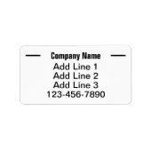 Firmenname Schwarz-weiß Telefon Nr. Rücksendeadres Adressaufkleber (Vorne)