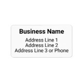 Firmenname Schwarz-weiße Telefonnummer und Anschri Adressaufkleber (Vorne)