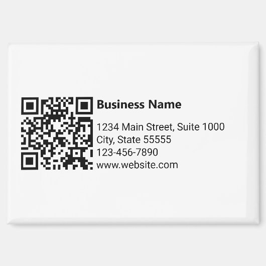 Firmenname Schwarz-weißer QR-Code Adresse Telefon Magnet (Vorderseite)