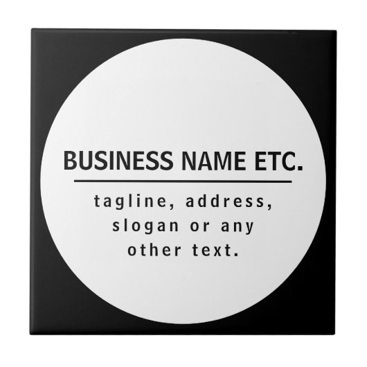 Firmenname & Slogan/anderer Text | Schwarz/Weiß Fliese (Vorderseite)