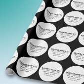 Firmenname & Slogan/anderer Text | Schwarz/Weiß Geschenkpapier