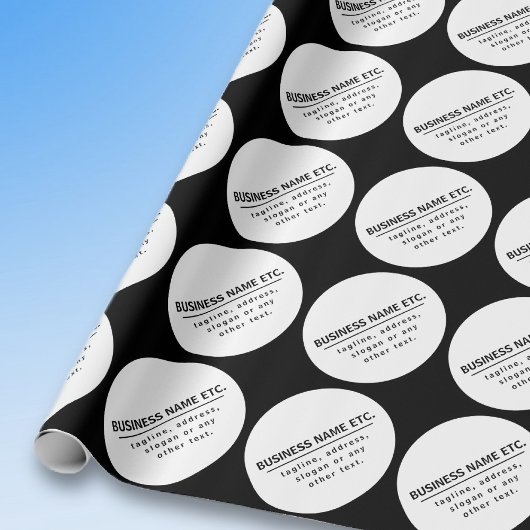 Firmenname & Slogan/anderer Text | Schwarz/Weiß Geschenkpapier