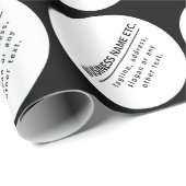Firmenname & Slogan/anderer Text | Schwarz/Weiß Geschenkpapier (Rolleneckpunkt)